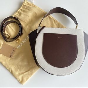WANDLER Brown White Hortensia Medium Canvas And Leather Bag
